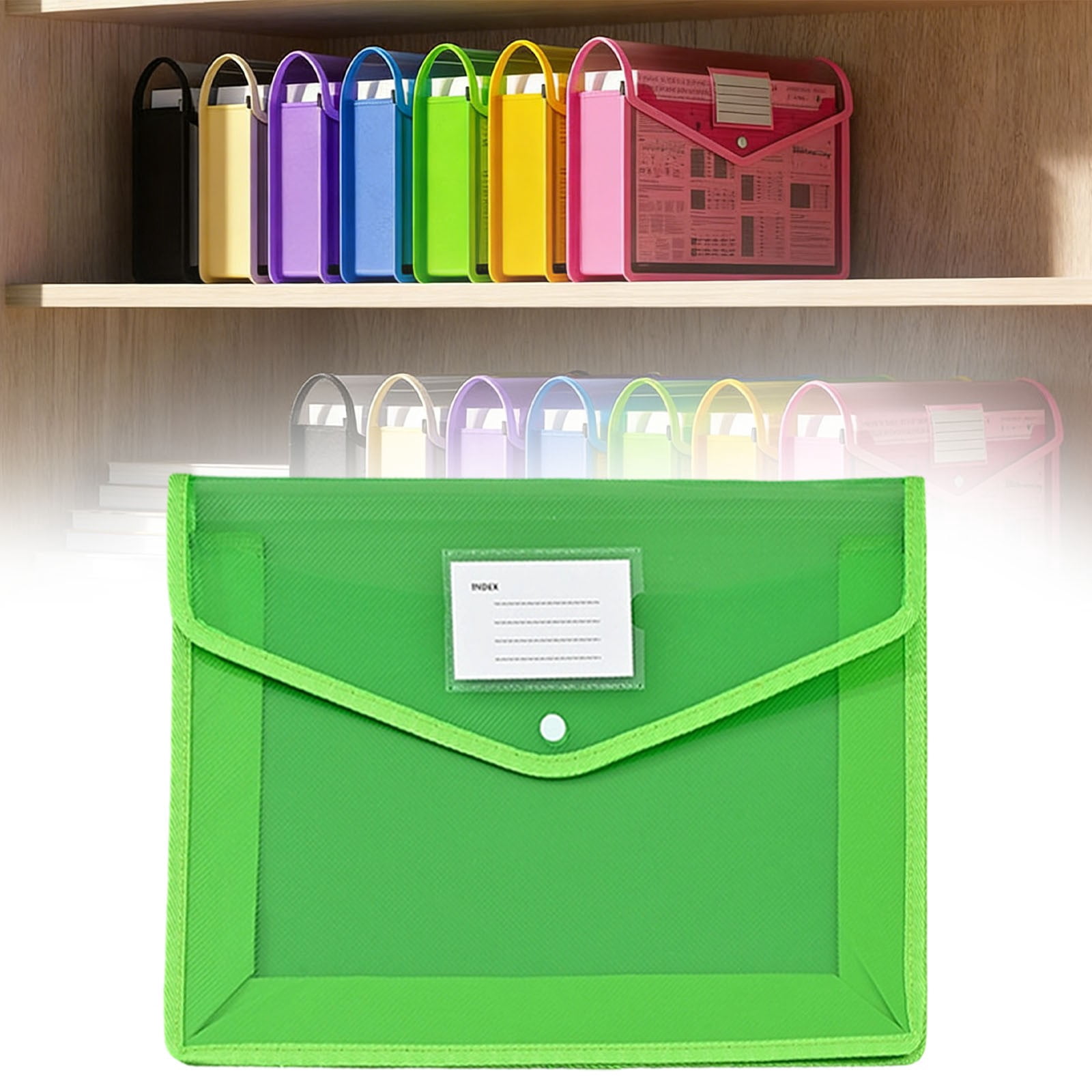 PPKVUFD 4Pcs Plastic Expanding File Folders, Envelope Folders for Documents, Waterproof Transparent Expandable File Folder, Large Capacity, Fit Letter/A4 Size
