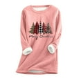 thumbnail image 1 of IROINID Chandail en Molleton de Noël pour Femmes Manches Régulières Automne Hiver Ample Vacances Détente Col Rond, Rose, 1 of 5