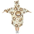 thumbnail image 2 of Dailycode Wearable Blanket Hoodie Oversized Sherpa Flannel Blankets with Pocket for 3-14 Year Old Cartoon Lion and Daisy, 2 of 7