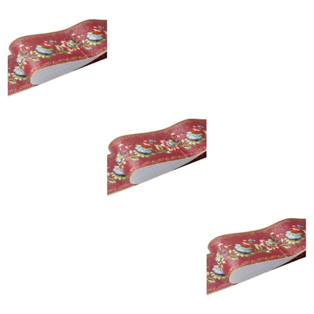 Decodeary Wood Marbling SelfAdhesive Skirting Line Exquisite Workmanship And Retro Fashion PVC Waterproof Waist Line For Wall PVC red lantern flower 3Set