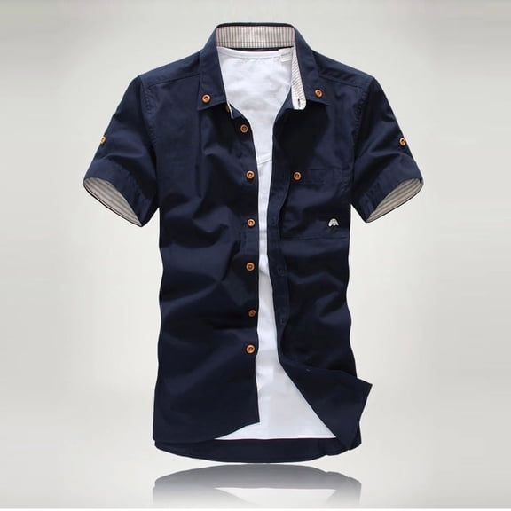 SDJMa Mens Casual Short Sleeve Solid Cardigan Stand Collar T-Shirt Blouse Tops