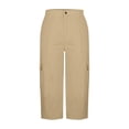thumbnail image 6 of Only Moment Bermuda Shorts for Women Cargo Shorts with Pockets High Waist Loose Sweatpants Casual Lounge Yoga Workout Palazzo Beige,4XL, 6 of 7
