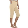thumbnail image 4 of felwors Womens Yoga Capri Pants High Waist Capri Leggings with Pockets Wide Leg Crop Exercise Workout Summer Pants Light Yellow, XXL, 4 of 7