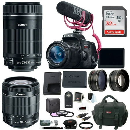Canon EOS Rebel T6i DSLR Video Creator Kit with 18-55mm & 55-250mm Lenses plus 32GB SDHC Accessory Bundle