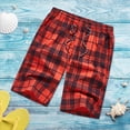 thumbnail image 4 of Fmbrln Mens Shorts Drawstring Waisted Plaid Printed Summer Beach Shorts Fashion Casual Trunks, 4 of 6