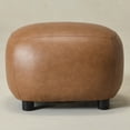 thumbnail image 3 of 23" Wide Faux Leather Upholstered Ottoman, Mid-Century Modern Living Room Footrest with Soft Padded Seat, Footstool for Bedroom, Entryway or Living Room, Camel, 3 of 12