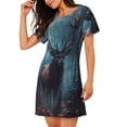 thumbnail image 2 of Fotbe Mystical Forest Elk Bata de Dormir para Mujer con Estampado, Camisón de Algodón de Manga Corta, Ropa de Dormir Casual, 2 of 6