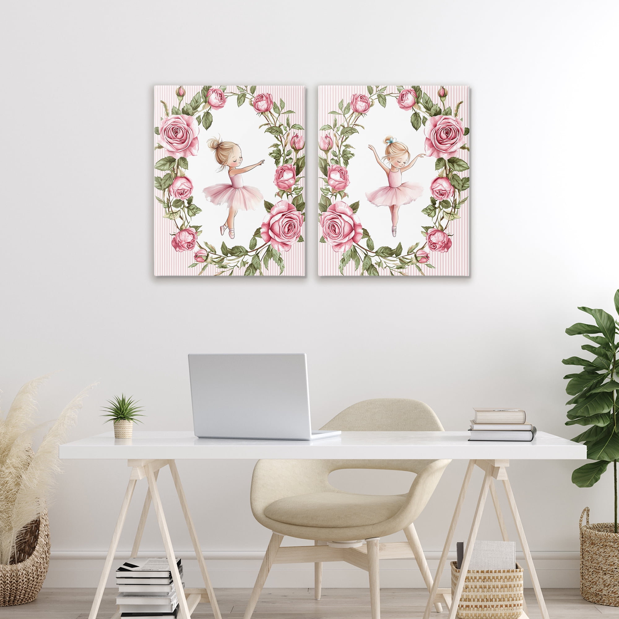 Stupell Industries Little Rose Dancers 2 Piece Canvas Wall Art Set, design by Christine Simpson Art