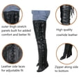 thumbnail image 2 of Dream Apparel Ladies Legs Cover, Premium Cowhide Leather Half Chaps, Leggings, Leg Warmers with side-Lace & Zipper Thigh High, 2 of 4
