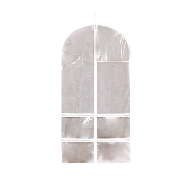 Hanging Clothes Protector Bag - 4-Pocket Non-Woven Garment Cover with ID Window (120x60cm)