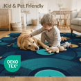 thumbnail image 4 of ODIKA 8'x10' Washable Area Rug Music Bold Note Asymmetric Contrasting Composition Round Deep Navy Teal for Living Room, Under Sectional, Family , Durable, Non-Slip, 4 of 7