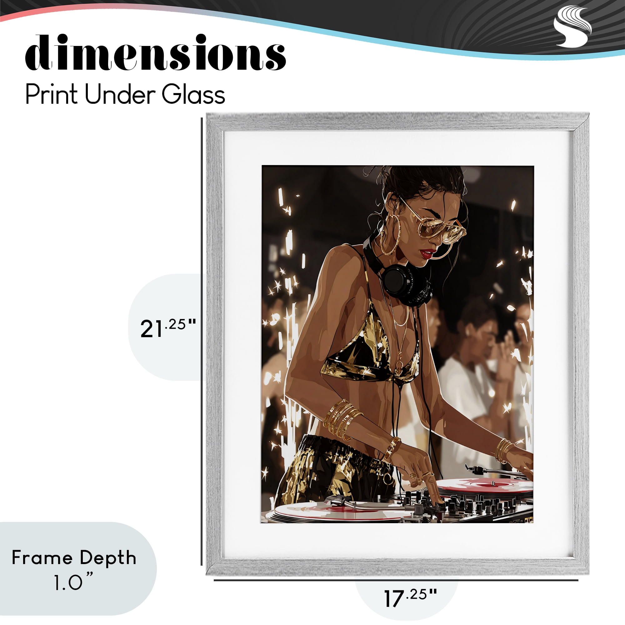 Stupell Industries Party All Night Gilded DJ Gray Framed Print Under Glass, design by Franklyn Gregory