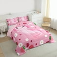 thumbnail image 3 of Manfei Kawaii Axolotl Animal Queen Comforter Set for Kids, Cute Pink Strawberry Bedding Sets, Flower Floral Reversible Bedding Comforter Set, Lightweight Room Decor, 3 Pieces, 3 of 8