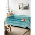 thumbnail image 3 of Teal Turquoise Aqua Ombre Couch Cover for Dogs, Contemporary Abstract Lines Washable Sofa Covers Slipcover for Pets Dogs Futon Cover, Couch Recliner Covers, Oversized Chair Slipcover 71"x91", 3 of 9