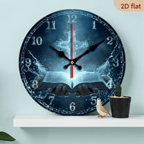 2D Flat 1pc 10Inch Bible Splash Cross Pattern Wooden Wall Clock, Silent Clock with Splash Effect Design, Ideal for Living Room, Bedroom, Kitchen, Office, Church Decor, Modern Home Art Decoration