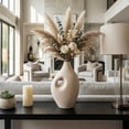 thumbnail image 2 of Abstract Nomadic Handle Vase for Living Room Decor - Ceramic Flower Vase for Home Centerpiece Decor - Boho Room Accent for Bedroom, House Office Shelf, and Study Table Display, 12", Ivory, 2 of 12