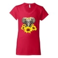 thumbnail image 2 of Elephant Sunflower Cute Love Animal Lover Womenâ€™s Standard V-Neck Tee, Red, Small, 2 of 3