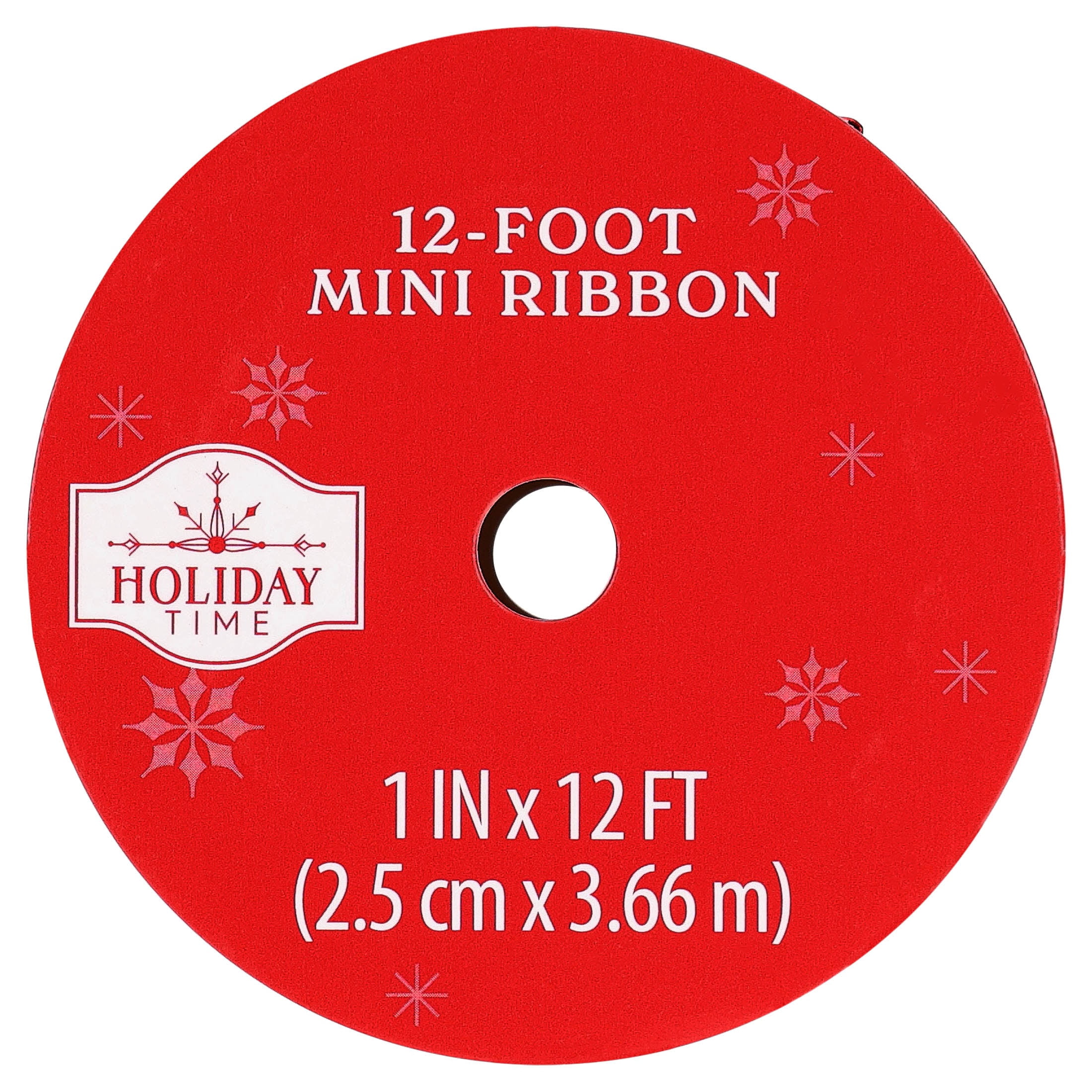 Red and White Glitter Snowflake Mini Christmas Ribbon, 1" x 12', by Holiday Time