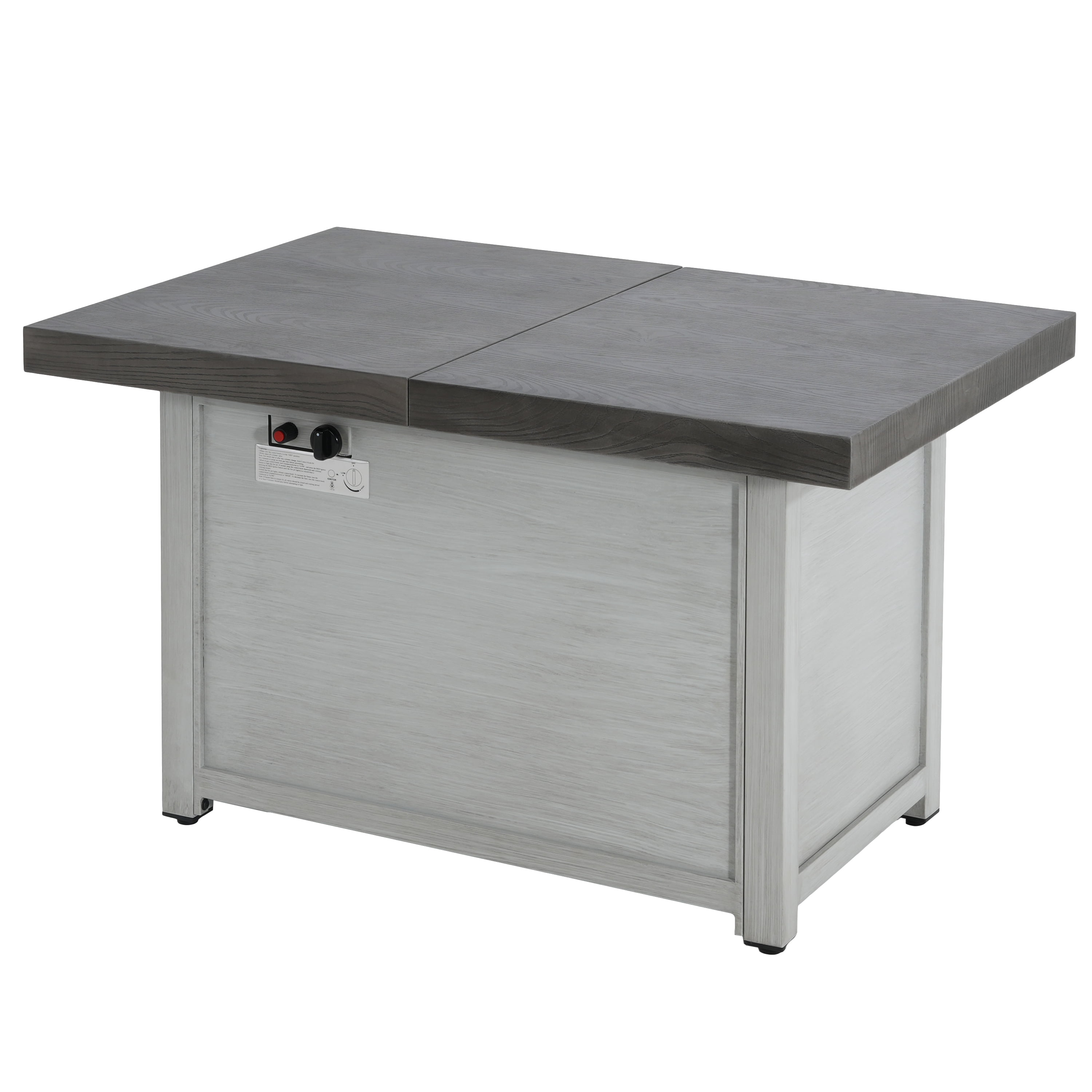 Mintazer 60" Extendable Rectangle Aluminum Fire Pit Table, 50,000 BTU Propane Fire Pits for Outdoor with Lid and Lava Rock,Dark Gray
