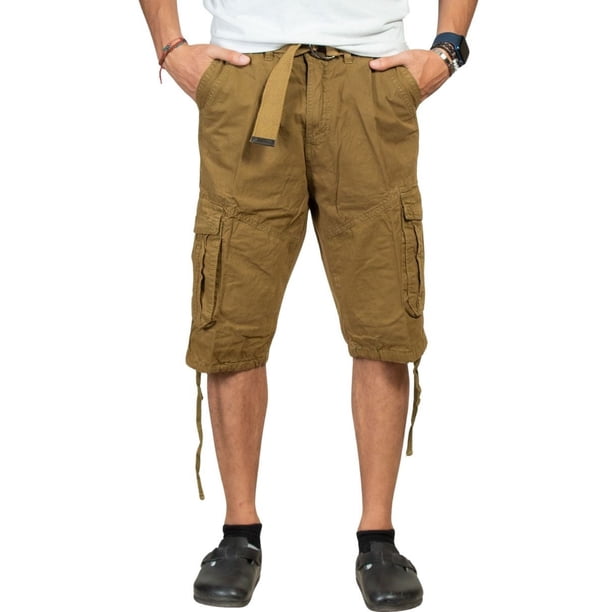 Bermuda cargo para hombre Tim Men con cinturón y jareta en piernas Talla 28 a 38