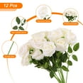 thumbnail image 3 of Uxcell 12 Piezas Rosas Amarillo Blanco Flores Artificiales, Rosa de Terciopelo Tacto Real Rosas Falsas con Tallos, 3 of 6