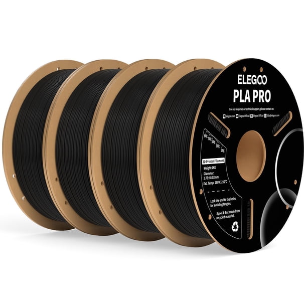 Filamento para impresora 3D ELEGOO PLA PRO, 1,75 mm, negro, 4 kg