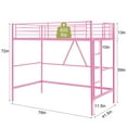 thumbnail image 2 of VECELO Metal Twin Size Loft Bed Frame with Stairs & Full-Length Guardrail, Loft Bed for Bedroom, Space-Saving Design, No Box Spring Needed, Pink, 2 of 11