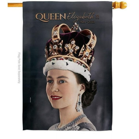 USA Decoration H180315-BO 28 x 40 in. Queen Elizabeth II Sweet Life Sympathy Double-Sided Decorative Vertical House Flag for Decoration Banner Garden Yard Gift