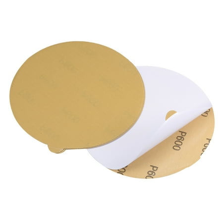 

6-Inch PSA Sanding Disc Aluminum Oxide Adhesive Back Sandpaper Yellow 600 Grits 5pcs