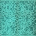 thumbnail image 1 of Ahgly Company Machine Washable Indoor Square Oriental Turquoise Blue Industrial Area Rugs, 6' Square, 1 of 4
