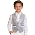thumbnail image 1 of Moggemol Boys Sequin Dance Vest Party Formal V Neck Shiny Waistcoat 2 Button Adjustable Back Strap Silver 12, 1 of 5