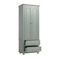thumbnail image 4 of 62" Tall Storage Cabinet, Modern Multi-Function Large Closet Storage Cabinet with 2 Doors and 2 Drawers, Wood Wardrobe Armoire Closet for Bathroom, Office, Bedroom, Living Room, Grey, 4 of 8