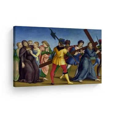 Smile Art Design The Procession to Calvary by Raphael Art Canvas Print Famous Fine Art Oil Painting Reproduction Canvas Wall Art Renaissance Art Home Decor Ready to Hang Made in the USA 15x22