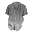 thumbnail image 4 of Cuoff Designer Spring Summer Men's Casual Cotton Linen Solid Color Short Sleeve Shirts Loose Shirts Gray 2X, 4 of 4