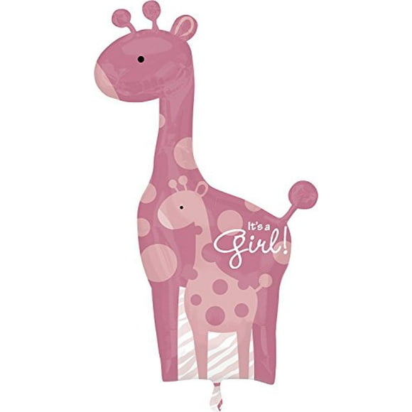 45" Safari Baby Girl Giraffe Foil Balloon - Durable, Long-Lasting Party Decor
