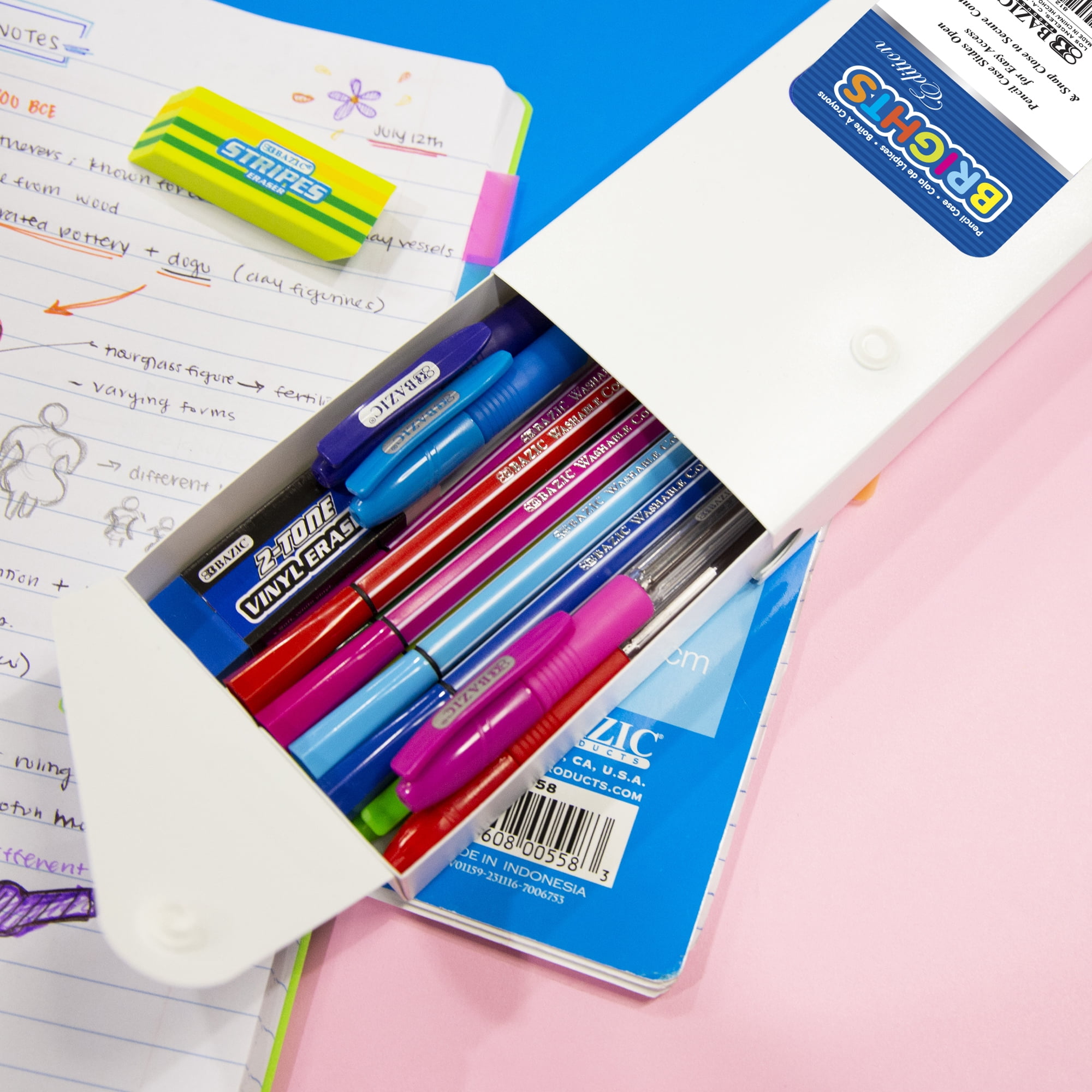 BAZIC Bright Color Slider Pencil Case, for Student School Supplies, 36-Pack