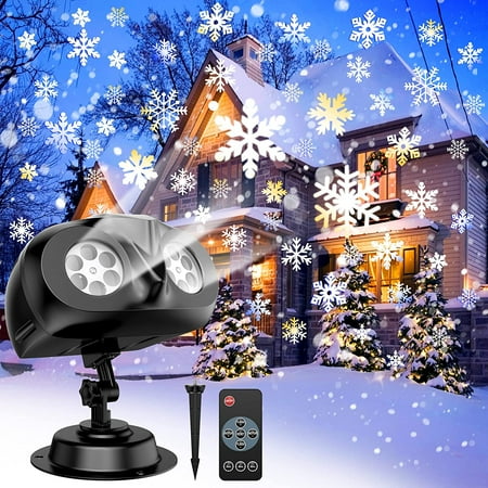 Christmas Snowflake Projector Lights Outdoor Led Snowfall Show Outdoor IP65 Waterproof Landscape Decorative Lighting Projection Lamp for Xmas Holiday Wedding Indoor Garden Patio Party