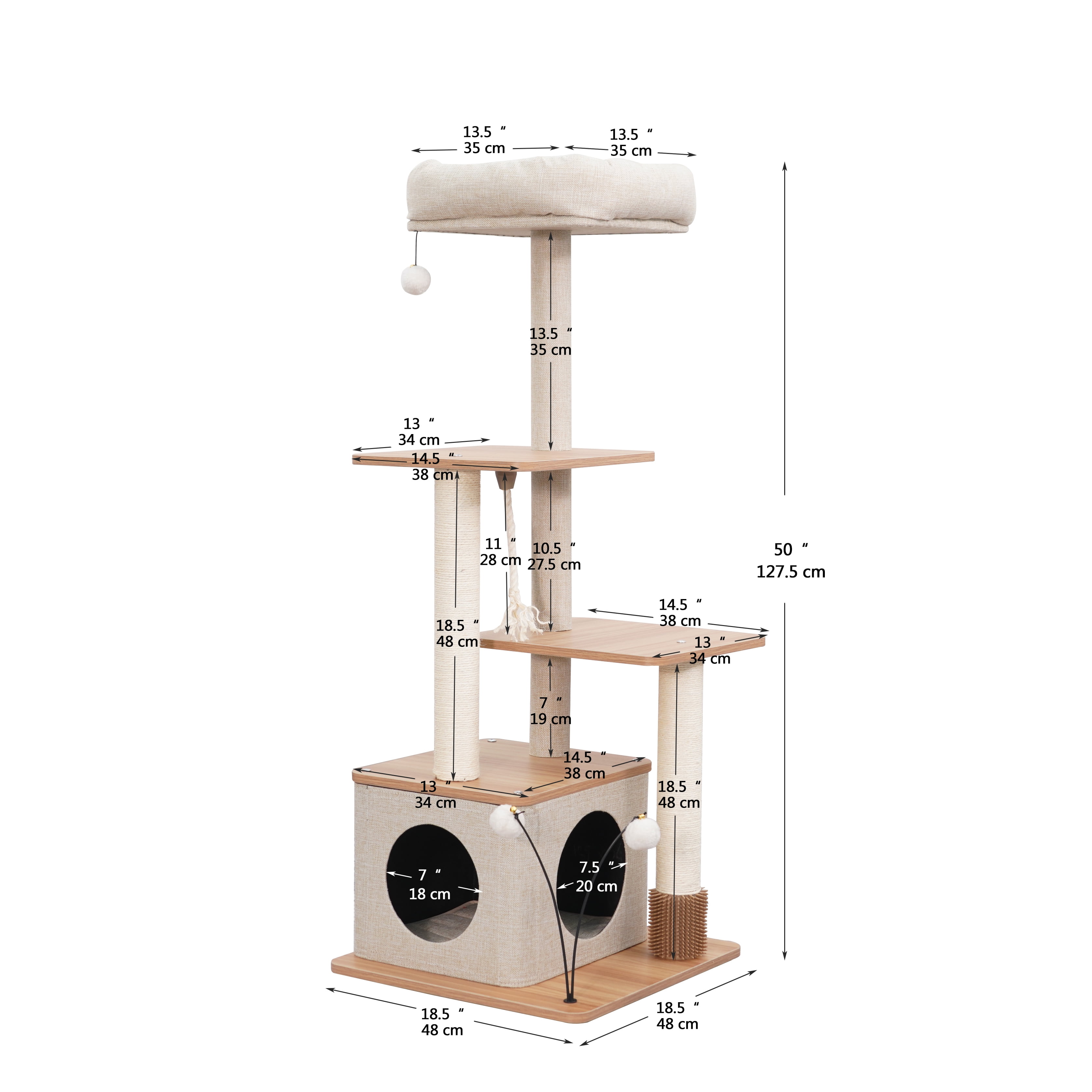 Vibrant Life 5-Level 50" Multi-Functional Cat Tree with Condo Perch  Sisal Posts, Beige