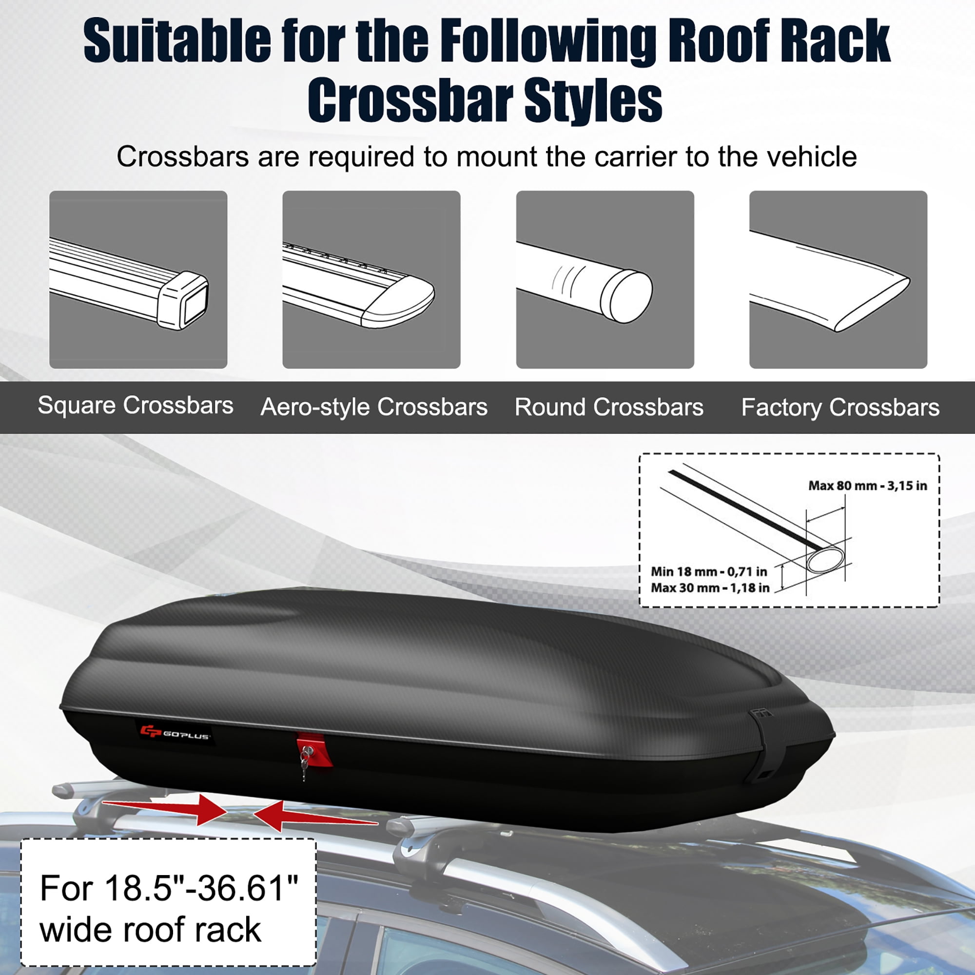 Cargo Box, Waterproof Rooftop Cargo Carrier, Heavy Duty Roof Storage B –  GoplusUS