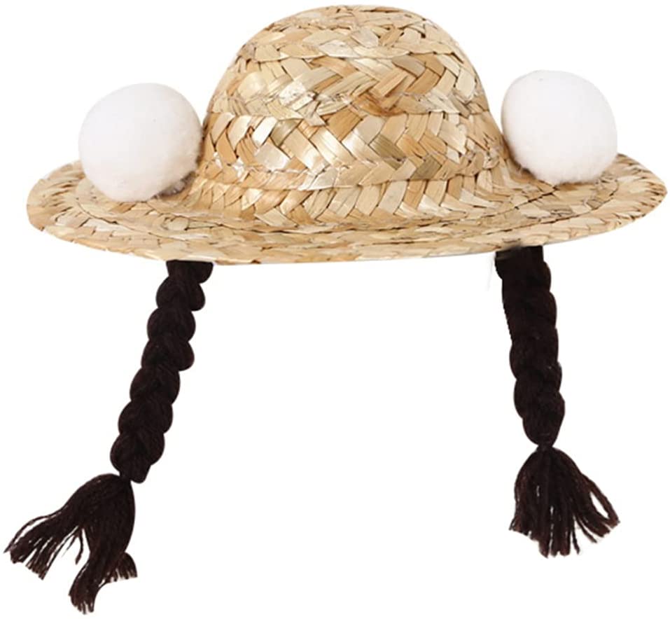 Pet Woven Hat Cat Straw Braid Hat Dog 