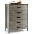 thumbnail image 1 of Costway Commode Moderne à 5 Tiroirs, Armoire de Rangement avec Poignées en Métal, Chêne Gris, 1 of 10