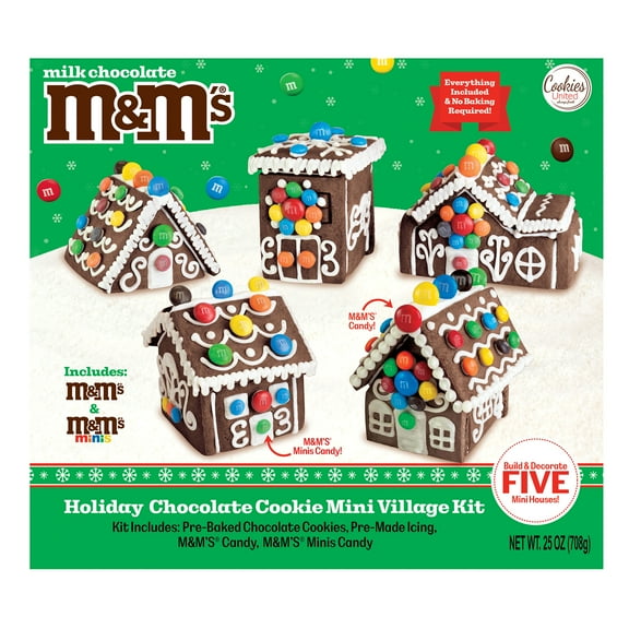DIY M&M's Holiday Chocolate Mini Village Kit 25oz - Contains Wheat, Soy, Milk, Egg Allergens