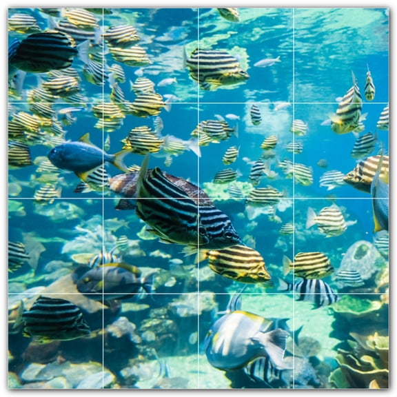 Picture-Tiles.com: Coral Ceramic Tile Wall Mural WAL500424-44M. 24"W x 24"H using (16) 6" x 6" Ceramic Tiles-Satin Finish