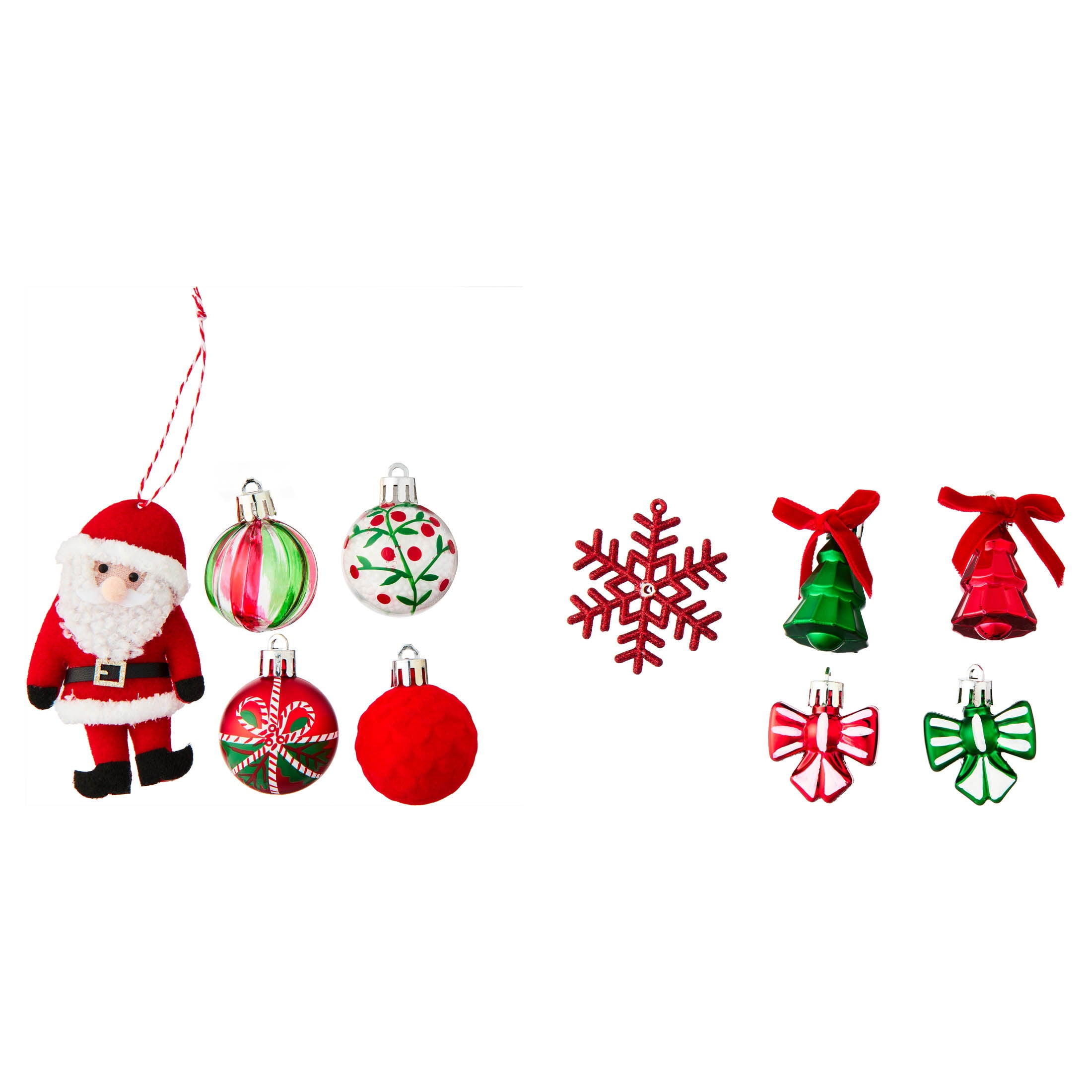 24-Count Red/Green/White Mini Christmas Ornaments, by Holiday Time