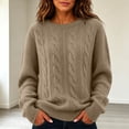 thumbnail image 5 of MaFYtyTPR Women's Cable Knit Sweater Crew Neck Long Sleeve Pullover Sweaters Solid Winter Warm Casual Loose Fit Top, 5 of 6