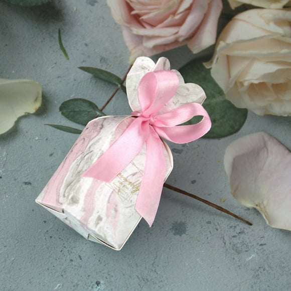 50Pcs Boîte Cadeau Fête Bonbon Papier Anniversaire Chocolat Doux Sac de Dessert Emballage Merci Emballage Ruban Approvisionnement Rose Peinture de Fleur