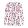 thumbnail image 4 of hxobax Women Floral Tunic Tops for Leggings Long Sleeve T-Shirts Spring Fall Crewneck Pleated Tshirt, 4 of 5