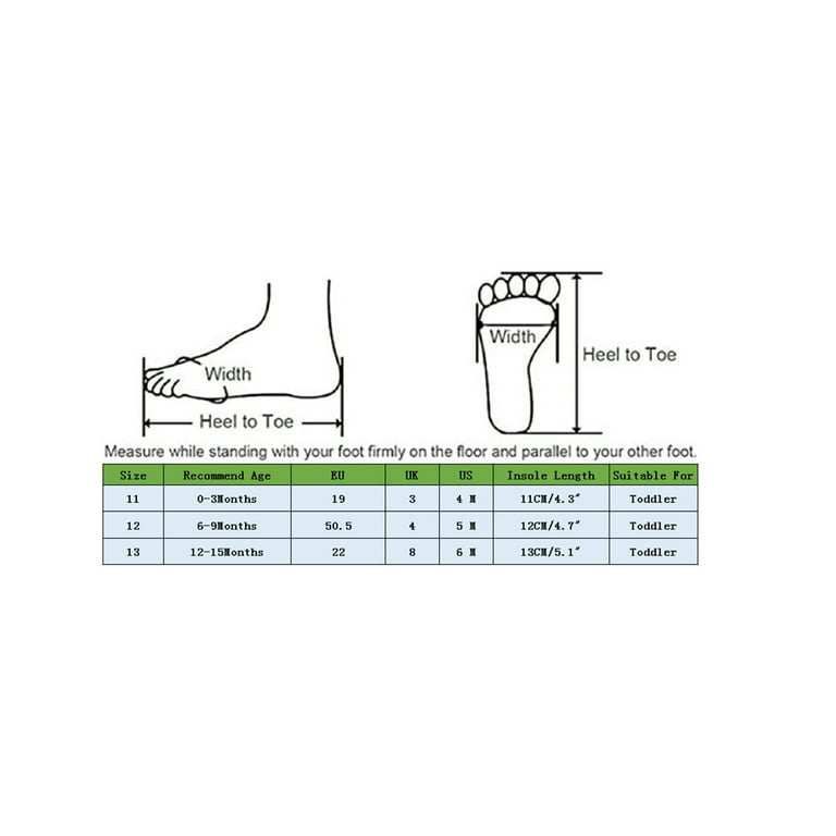 Toddler boy and girl size chart for bottoms