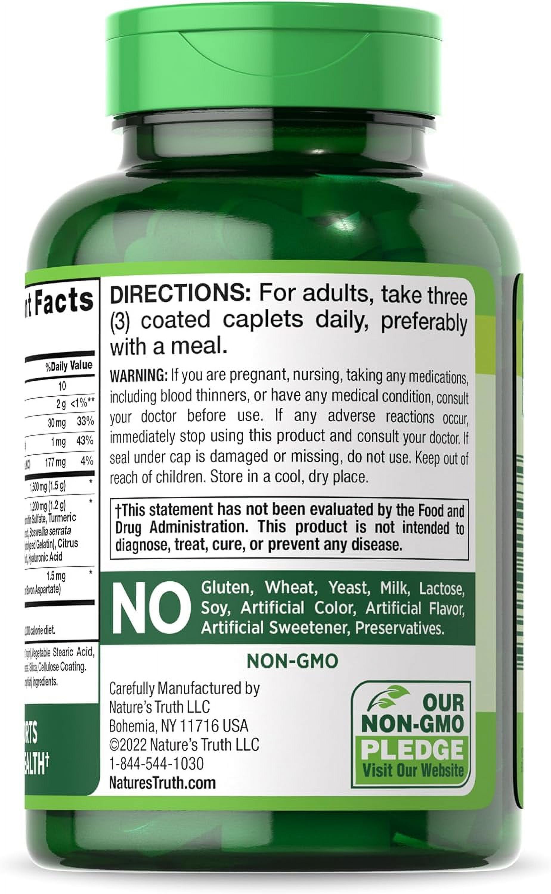 Glucosamine Chondroitin MSM Complex | 90 Caplets  | Double Strength Supplement | Non-GMO, Gluten Free | by Nature's Truth