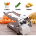 thumbnail image 3 of Versatile Vegetable Cutter, 1/2-Inch & 3/8-Inch Blade French Fry Press, Non-slip Suction Lock For Stable Cutting, Dishwasher Safe Stainless Steel Blades, 3 of 6
